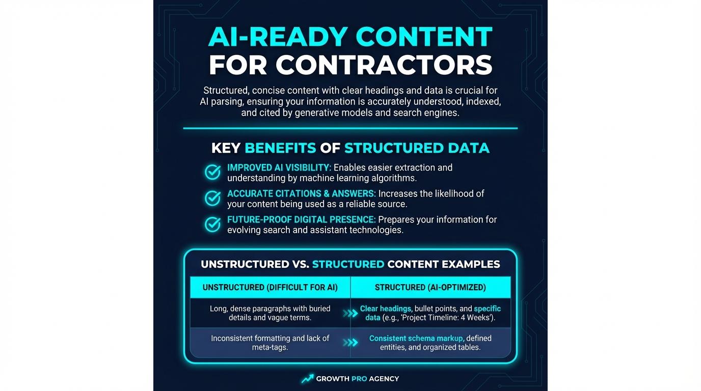 AI-ready content guide for contractors infographic