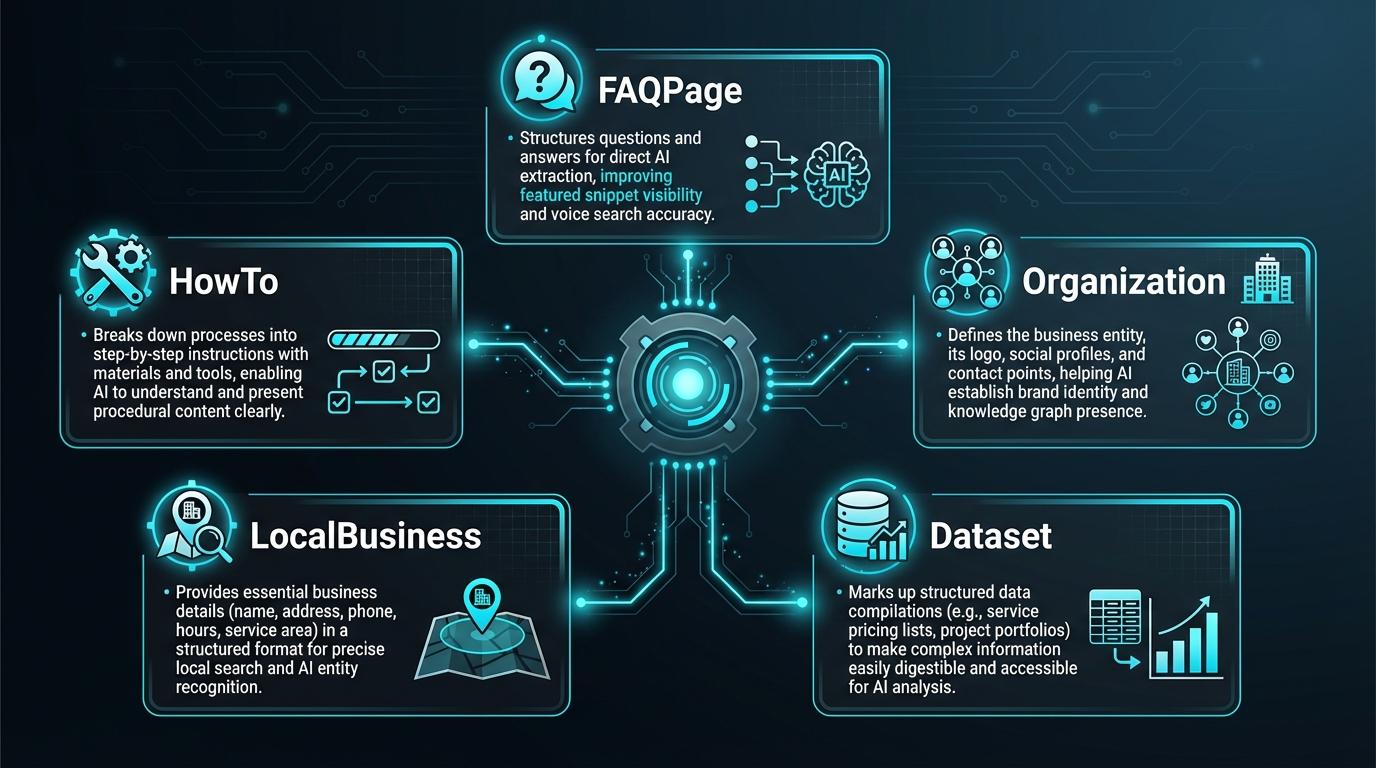 top 5 schema types for AEO home services contractors