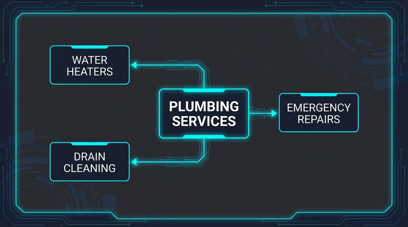 plumbing company topical map infographic pillar cluster