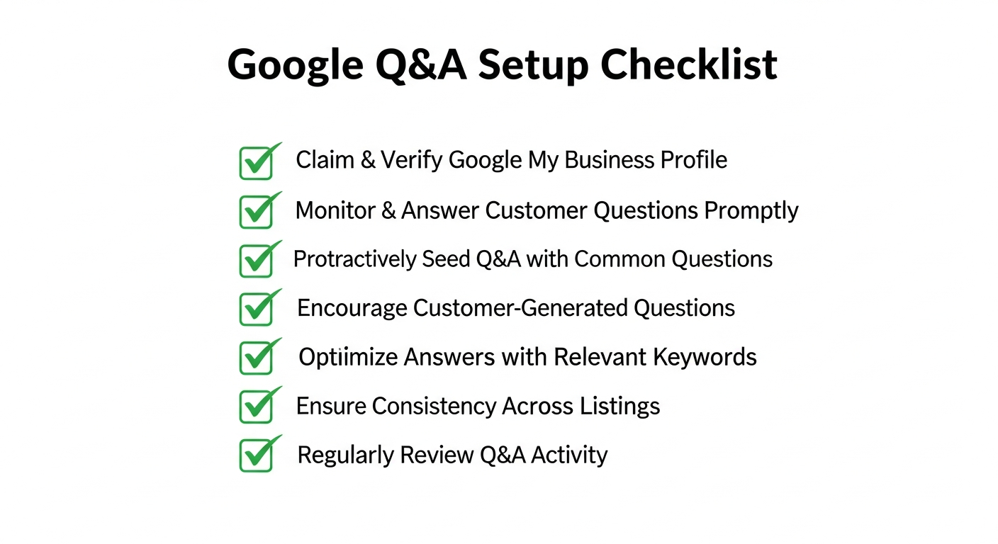 checklist graphic for setting up Google Q&A