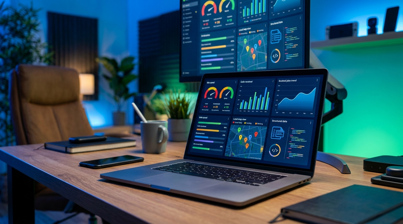 Technical SEO analytics dashboard for contractor lead generation