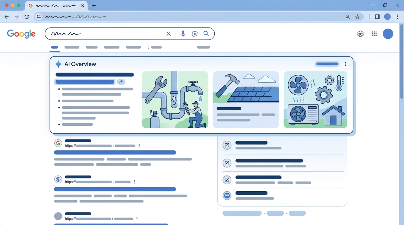 Visualization of Google AI Overview displaying contractor service information